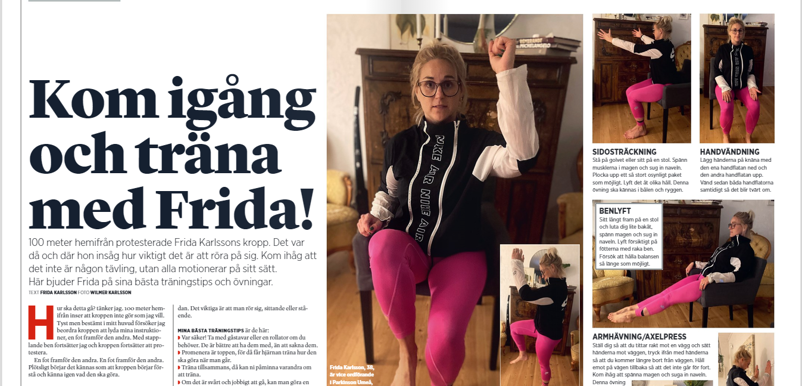 Uppslag från Parkinsonjournalen Träning med Frida