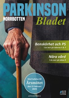 Omslagsbild Parkinsonbladet en hand som stödjer sig på en käpp