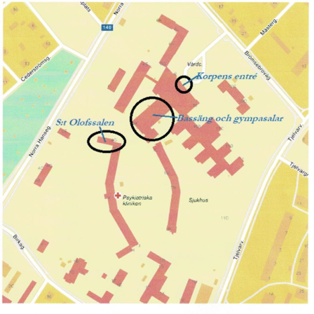 Karta som visar var S:t Olofssalen ligger